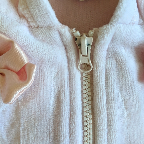 Kate Mack ballet pink velour zip-up hoodie with bows & tulle 24 months - Picture 6 of 10